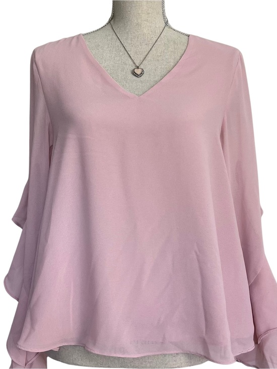 She + Sky Tops - She + Sky Light Pink V-Neck Flowing Blouse